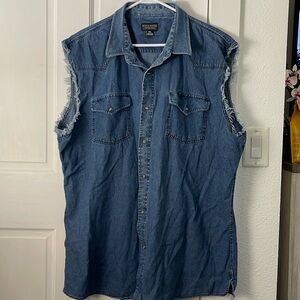 Rock River Trading Denim Cut Off Button Down
